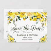 Zomer gele bloemenbruiloft bewaar de datum aankondigingskaart (Voorkant / Achterkant)