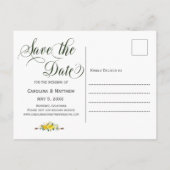 Zomer gele bloemenbruiloft foto opslaan van de dat aankondigingskaart (Achterkant)