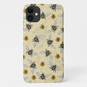 Zomer gele honingbij en bloemen patroon Case-Mate iPhone case