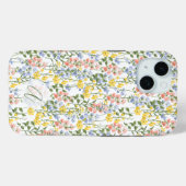 Zomer Gele Perzik Wilde Bloem Geborduurd Initiaal Case-Mate iPhone Case (Achterkant (horizontaal))
