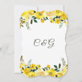 Zomer gele roos bloemige handgeschreven bruiloft kaart (Achterkant)