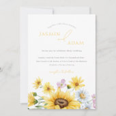 Zomer Gele Zonnebloemen Monogram Bloemen Bruiloft Kaart (Voorkant)