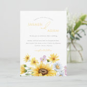 Zomer Gele Zonnebloemen Monogram Bloemen Bruiloft Kaart (Staand voorkant)