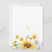 Zomer Gele Zonnebloemen Monogram Bloemen Bruiloft Kaart (Achterkant)