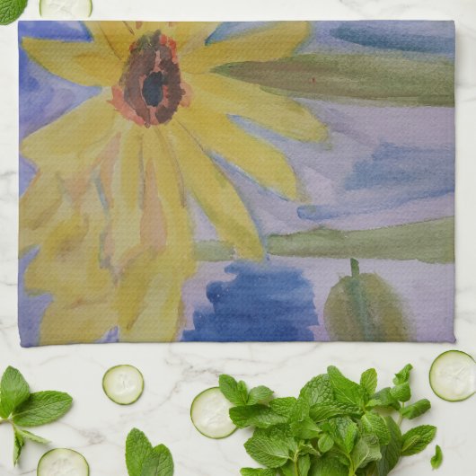 Zomer Gele Zonnebloemen Theedoek (Gevouwen)