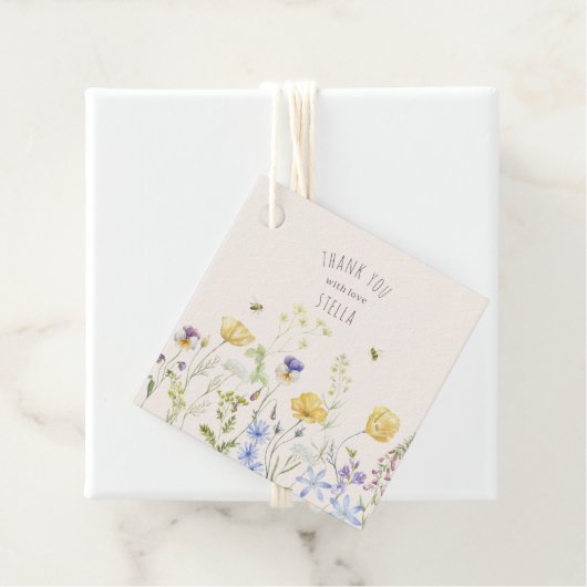 Zomer gelukzaligheid, wilde bloemen, rustiek, wate bedankjes labels (In situ)