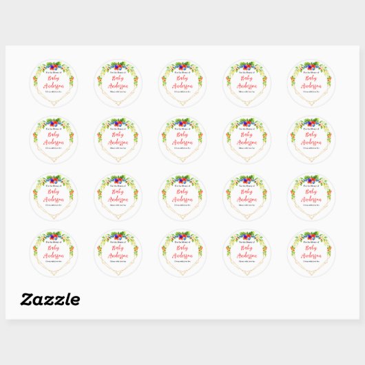 Zomer gemengde bessen Baby shower Bookplate Ronde Sticker (Vel)