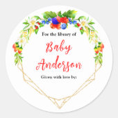 Zomer gemengde bessen Baby shower Bookplate Ronde Sticker (Voorkant)
