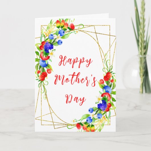 Zomer Gemengde Bessen Gelukkige Moederdag Kaart (Voorkant)