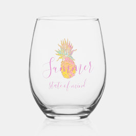 Zomer gemoedstoestand - Cute Tropical Pineapple Wijnglas Zonder Voet
