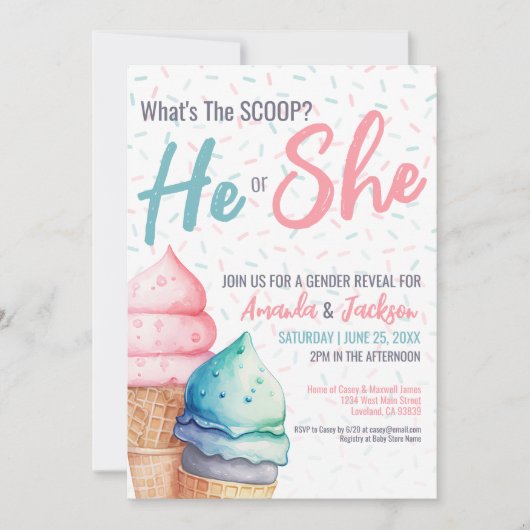 Zomer Gender Reveal Party Kaart (Voorkant)