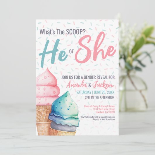 Zomer Gender Reveal Party Kaart (Staand voorkant)