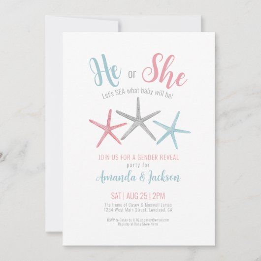 Zomer Gender Reveal Party Kaart (Voorkant)