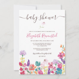 Zomer geperste gedroogde wilde bloemen baby shower kaart