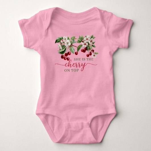 Zomer geruite Kersen thema Baby shower Romper (Voorkant)