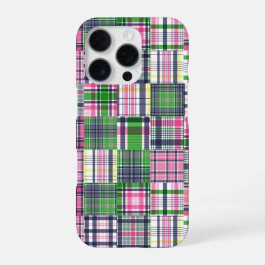 Zomer geruite roze Madras patchwork iPhone Hoesje (Achterkant)