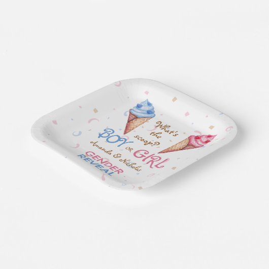 Zomer Geslacht Onthullen Ice Cream Roze Blauw Papieren Bordje (Gebogen)