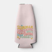 Zomer Gezegde Retro Beach Iced Coffee Zonsondergan Flesjeskoeler (Voorkant)