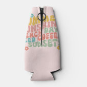 Zomer Gezegde Retro Beach Iced Coffee Zonsondergan Flesjeskoeler (Achterkant)