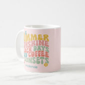 Zomer Gezegde Retro Beach Iced Coffee Zonsondergan Koffiemok (Voorkant links)