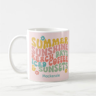 Zomer Gezegde Retro Beach Iced Coffee Zonsondergan Koffiemok