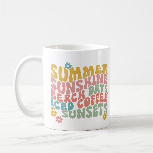 Zomer Gezegde Retro Beach Iced Coffee Zonsondergan Koffiemok (Links)