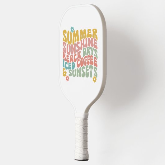 Zomer Gezegde Retro Beach Iced Coffee Zonsondergan Pickleball Paddle (Links)