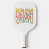 Zomer Gezegde Retro Beach Iced Coffee Zonsondergan Pickleball Paddle (Achterkant)