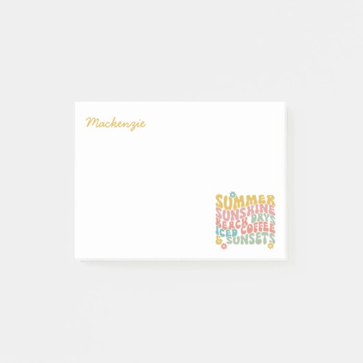 Zomer Gezegde Retro Beach Iced Coffee Zonsondergan Post-it® Notes (Voorkant)