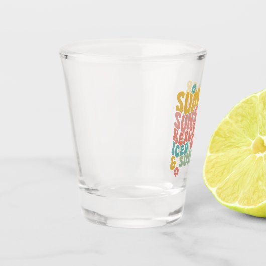 Zomer Gezegde Retro Beach Iced Coffee Zonsondergan Shot Glas (Links)