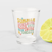 Zomer Gezegde Retro Beach Iced Coffee Zonsondergan Shot Glas (Voorkant)