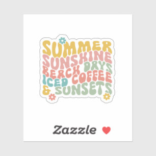 Zomer Gezegde Retro Beach Iced Coffee Zonsondergan Sticker