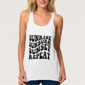 Zomer Gezegde, Sunrise Sunburn Sunset Repeat Tanktop (Voorkant)