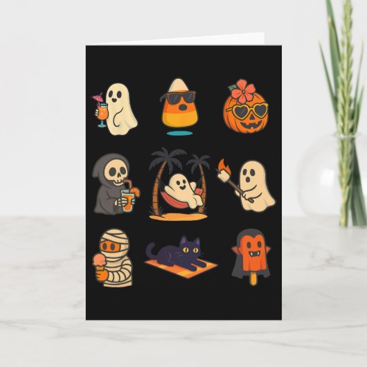Zomer Ghost Pumpkin Halloween Spooky Summer T Kaart (Voorkant)
