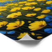 Zomer gloed, gouden hemel boven een weide poster (Hoek)