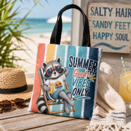 Zomer goede vibes alleen wasbeer tote bag