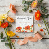 Zomer Golden Poppy bruiloft informatie Informatiekaartje