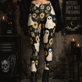 Zomer Goth Geesten & Zonnebloemen Griezelige Bloem Leggings
