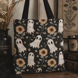 Zomer Goth Geesten & Zonnebloemen Griezelige Bloem Tote Bag