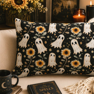 Zomer Gothic Geesten en Zonnebloemen Spooky Buitenkussen