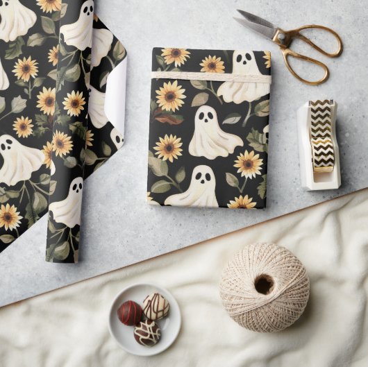 Zomer Gothic Geesten en Zonnebloemen Spooky Cadeaupapier (Crafts)