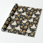 Zomer Gothic Geesten en Zonnebloemen Spooky Cadeaupapier (Uitgerold)