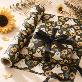 Zomer Gothic Geesten en Zonnebloemen Spooky Cadeaupapier