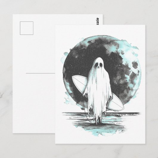 Zomer gothic Ghost met surfplank Briefkaart (Voorkant / Achterkant)