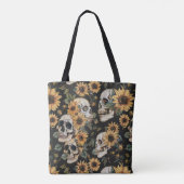 Zomer Gothic Schedels en Zonnebloemen Spooky Tote Bag (Achterkant)