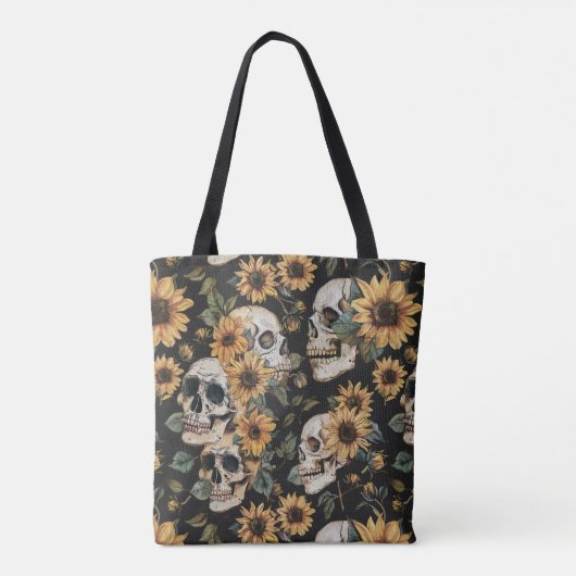 Zomer Gothic Schedels en Zonnebloemen Spooky Tote Bag (Achterkant)