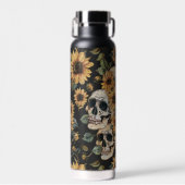 Zomer Gothic Schedels en Zonnebloemen Spooky Waterfles (Voorkant)