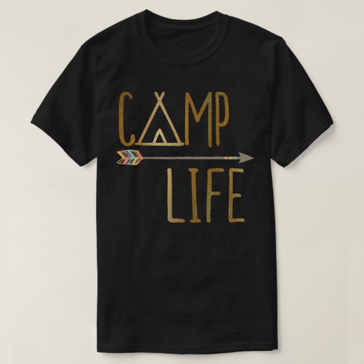 Zomer Goud Camp Life Camping T-shirt (Design voorkant)