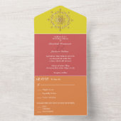 Zomer Goud Mandala Bruiloft All In One Uitnodiging (Binnen)