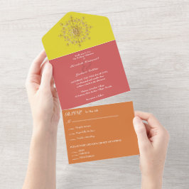 Zomer Goud Mandala Bruiloft All In One Uitnodiging